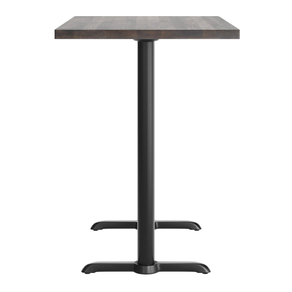 Dark Brown Top/Black Base |#| Commercial 30x48 DK Brown Wood Tabletop-5x22 Bar Height Black Cast Iron T Bases