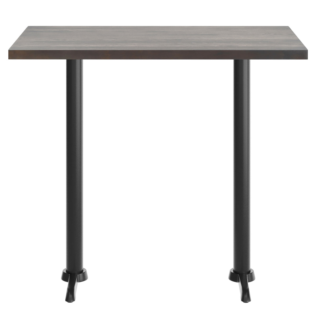 Dark Brown Top/Black Base |#| Commercial 30x48 DK Brown Wood Tabletop-5x22 Bar Height Black Cast Iron T Bases