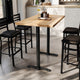 Natural Top/Black Base |#| Commercial 30x48 Natural Wood Tabletop-5x22 Bar Height Black Cast Iron T Bases