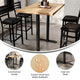 Natural Top/Black Base |#| Commercial 30x48 Natural Wood Tabletop-5x22 Bar Height Black Cast Iron T Bases