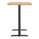 Natural Top/Black Base |#| Commercial 30x48 Natural Wood Tabletop-5x22 Bar Height Black Cast Iron T Bases