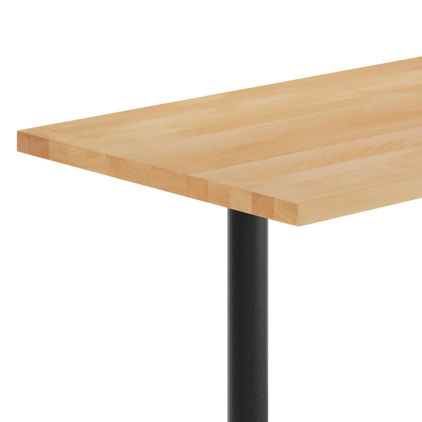 Natural Top/Black Base |#| Commercial 30x48 NAT Wood Tabletop-5x22 Table Height Black Cast Iron T Bases