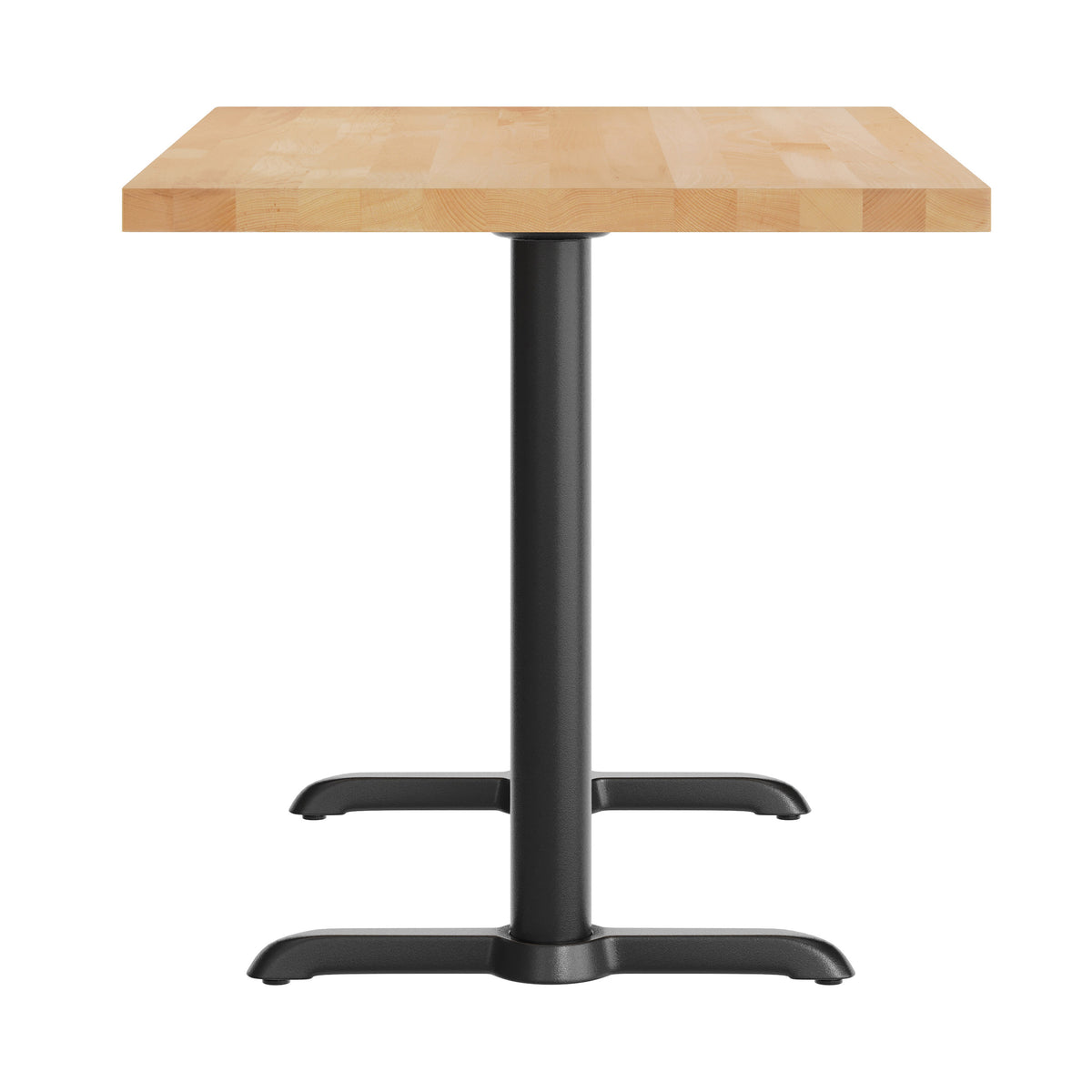 Natural Top/Black Base |#| Commercial 30x48 NAT Wood Tabletop-5x22 Table Height Black Cast Iron T Bases