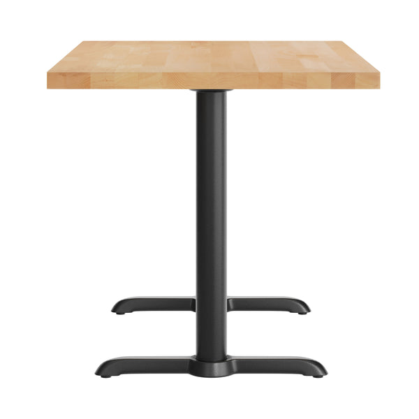 Natural Top/Black Base |#| Commercial 30x48 NAT Wood Tabletop-5x22 Table Height Black Cast Iron T Bases