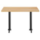 Natural Top/Black Base |#| Commercial 30x48 NAT Wood Tabletop-5x22 Table Height Black Cast Iron T Bases