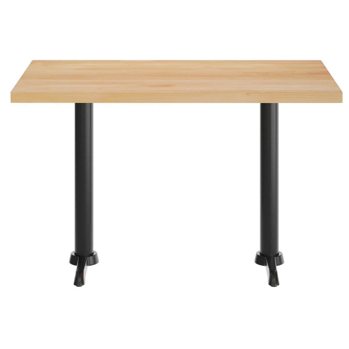 Natural Top/Black Base |#| Commercial 30x48 NAT Wood Tabletop-5x22 Table Height Black Cast Iron T Bases