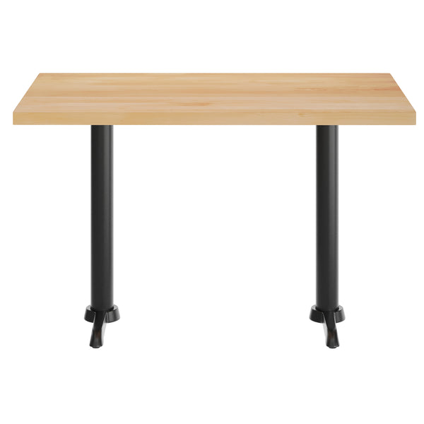 Natural Top/Black Base |#| Commercial 30x48 NAT Wood Tabletop-5x22 Table Height Black Cast Iron T Bases