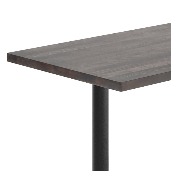 Dark Brown Top/Black Base |#| Commercial 30x48 DK BN Wood Tabletop-5x22 Table Height Black Cast Iron T Bases