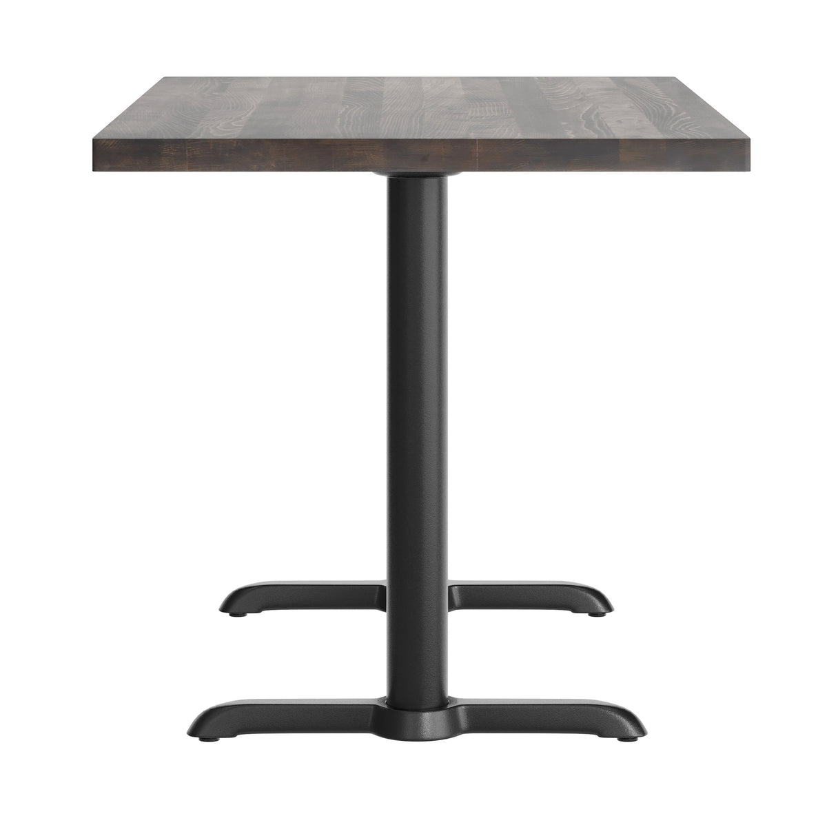 Dark Brown Top/Black Base |#| Commercial 30x48 DK BN Wood Tabletop-5x22 Table Height Black Cast Iron T Bases