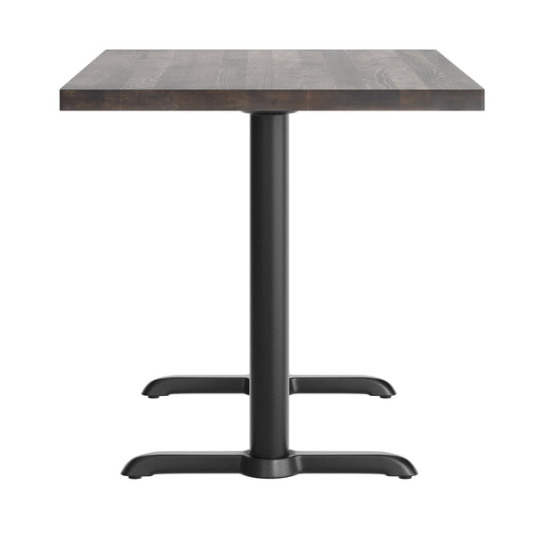 Dark Brown Top/Black Base |#| Commercial 30x48 DK BN Wood Tabletop-5x22 Table Height Black Cast Iron T Bases