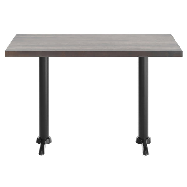 Dark Brown Top/Black Base |#| Commercial 30x48 DK BN Wood Tabletop-5x22 Table Height Black Cast Iron T Bases