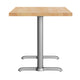 Natural Top/Silver Base |#| Commercial 30x48 NAT Wood Tabletop-5x22 Table Height Silver Cast Iron T Bases