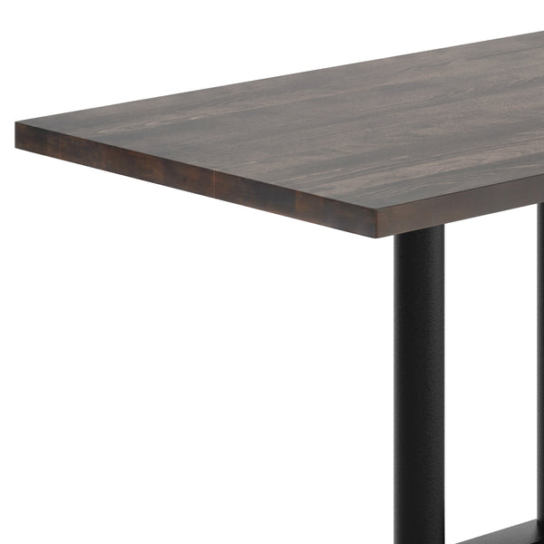 Dark Brown Top/Black Base |#| Commercial 30x48 Brown Table-27x15 Dual Column Table Height Black Cast Iron Base