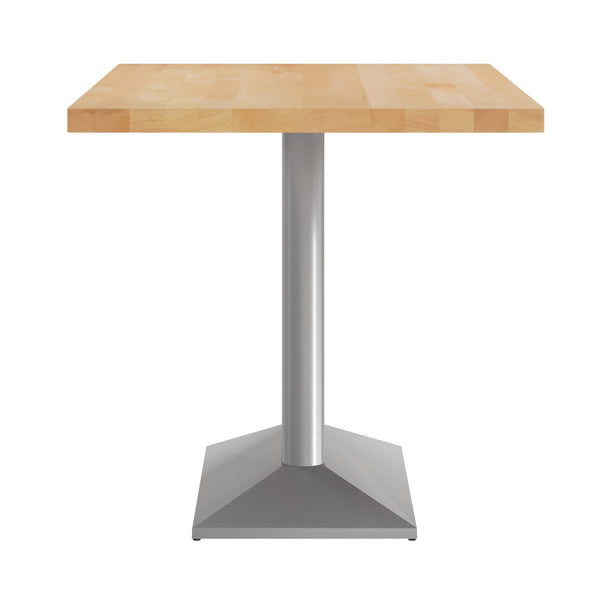 Natural Top/Silver Base |#| Commercial 30x48 NAT Table-27x15 Dual Column Table Height SIL Cast Iron Base
