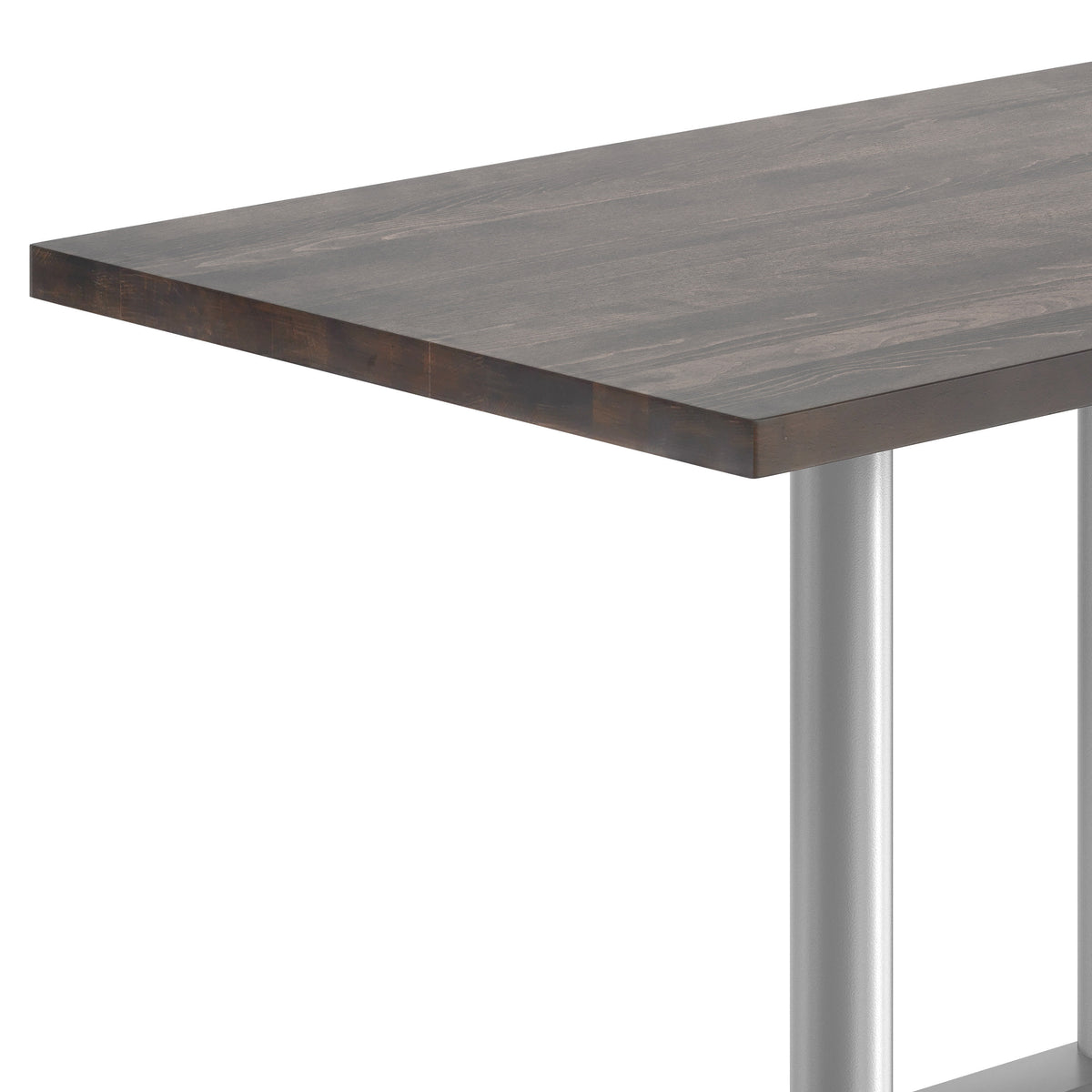 Dark Brown Top/Silver Base |#| Commercial 30x48 Brown Table-27x15 Dual Column Table Height SIL Cast Iron Base