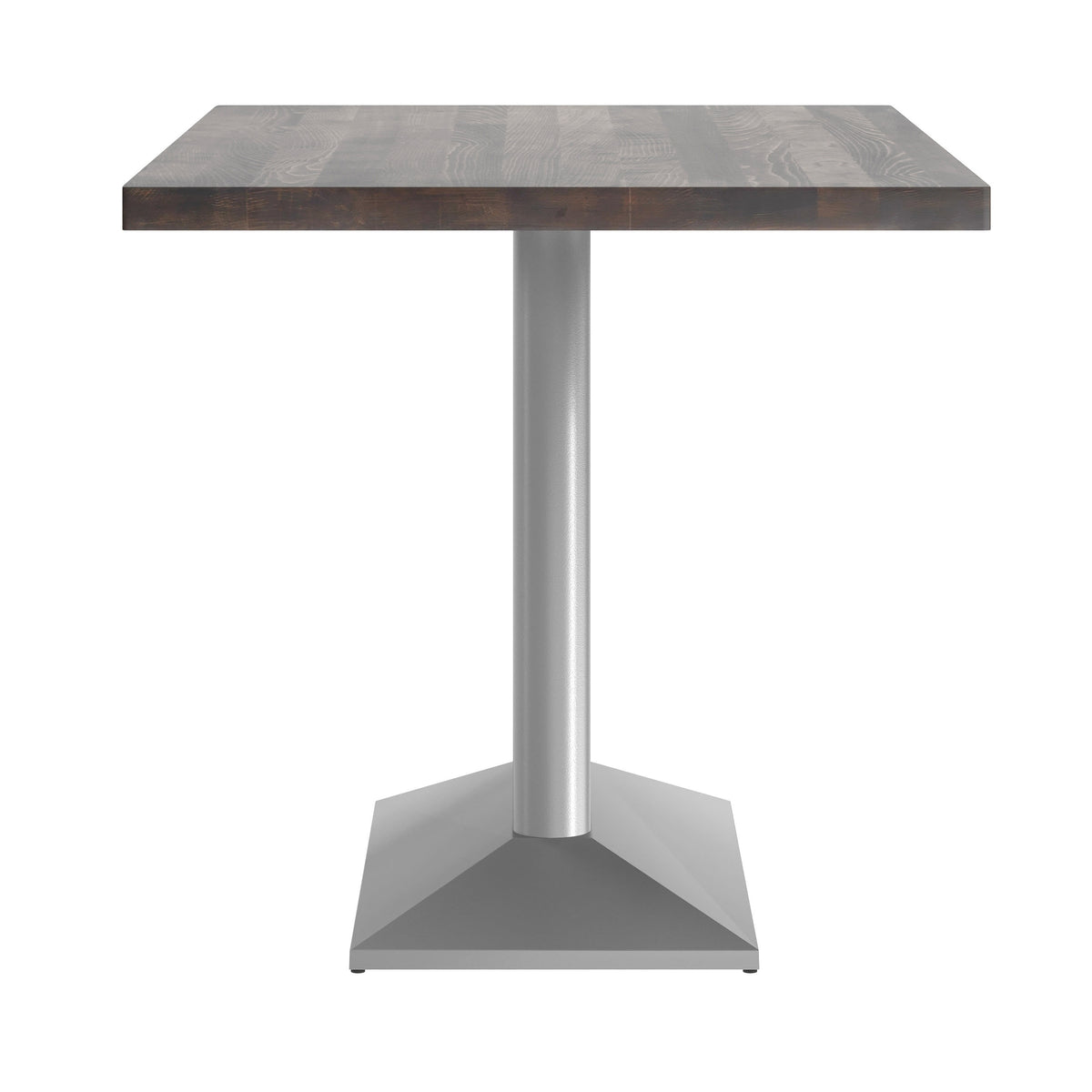 Dark Brown Top/Silver Base |#| Commercial 30x48 Brown Table-27x15 Dual Column Table Height SIL Cast Iron Base
