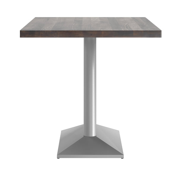 Dark Brown Top/Silver Base |#| Commercial 30x48 Brown Table-27x15 Dual Column Table Height SIL Cast Iron Base