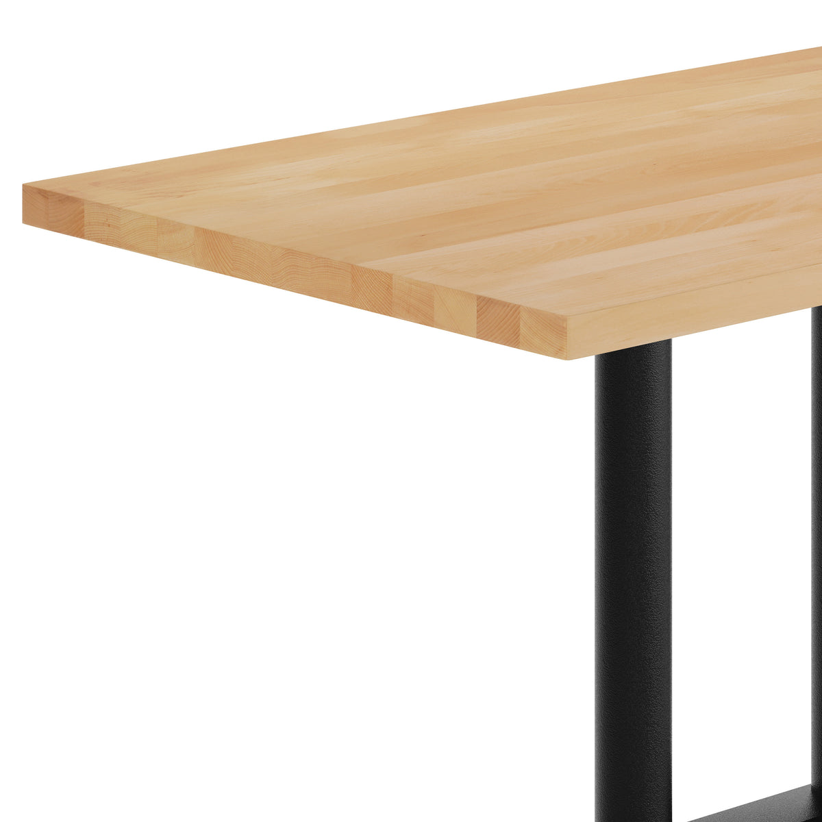 Natural Top/Black Base |#| Commercial 30x48 NAT Table-27x15 Dual Column Table Height Black Cast Iron Base