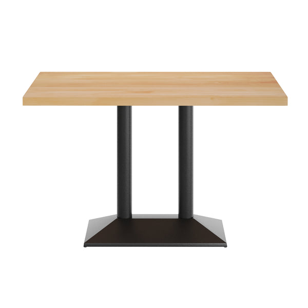 Natural Top/Black Base |#| Commercial 30x48 NAT Table-27x15 Dual Column Table Height Black Cast Iron Base