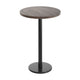 Dark Brown Top/Black Base |#| Commercial 30" DK Brown Wood Tabletop-18" Round Black Bar Height Cast Iron Base