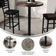 Dark Brown Top/Black Base |#| Commercial 30" DK Brown Wood Tabletop-18" Round Black Bar Height Cast Iron Base