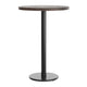 Dark Brown Top/Black Base |#| Commercial 30" DK Brown Wood Tabletop-18" Round Black Bar Height Cast Iron Base