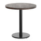 Dark Brown Top/Black Base |#| Commercial 30" DK Brown Wood Tabletop-18" RD Black Table Height Cast Iron Base