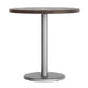 Dark Brown Top/Silver Base |#| Commercial 30" DK Brown Wood Tabletop-18" RD Silver Table Height Cast Iron Base