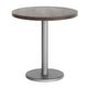 Dark Brown Top/Silver Base |#| Commercial 30" DK Brown Wood Tabletop-18" RD Silver Table Height Cast Iron Base