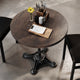 Dark Brown Top/Black Base |#| Commercial 30" Dark Brown Wood Tabletop with Decorative Cast Iron Bistro Base