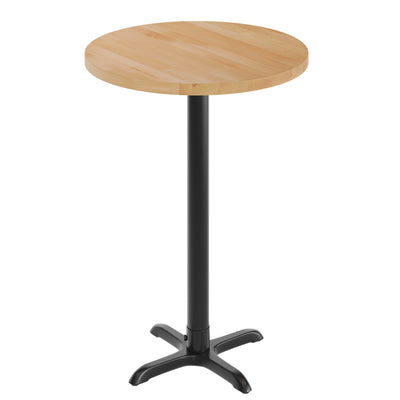 Round Solid Wood Commercial Tabletop with 22" x 22" Bar Height X-Base - View 1