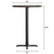 Dark Brown Top/Black Base |#| Commercial 30" DK BN Wood Tabletop-22" x 22" Black Bar Height Cast Iron X Base