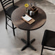Dark Brown Top/Black Base |#| Commercial 30" DK BN Wood Tabletop-22" x 22" Black Bar Height Cast Iron X Base