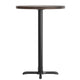 Dark Brown Top/Black Base |#| Commercial 30" DK BN Wood Tabletop-22" x 22" Black Bar Height Cast Iron X Base