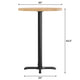 Natural Top/Black Base |#| Commercial 30" NAT Wood Tabletop-22" x 22" Black Bar Height Cast Iron X Base