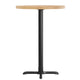 Natural Top/Black Base |#| Commercial 30" NAT Wood Tabletop-22" x 22" Black Bar Height Cast Iron X Base