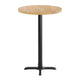 Natural Top/Black Base |#| Commercial 30" NAT Wood Tabletop-22" x 22" Black Bar Height Cast Iron X Base