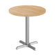 Natural Top/Silver Base |#| Commercial 30" NAT Wood Tabletop-22" x 22" SIL Table Height Cast Iron X Base