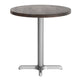 Dark Brown Top/Silver Base |#| Commercial 30" DK BN Wood Tabletop-22" x 22" SIL Table Height Cast Iron X Base