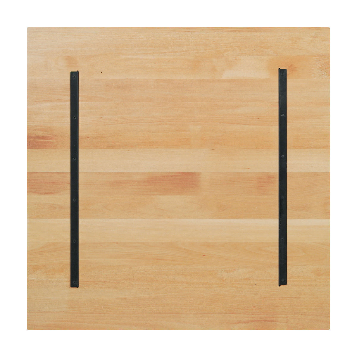 Natural |#| 36x36 Commercial Solid Wood Tabletop with Support Bars for Indoor Use-Natural