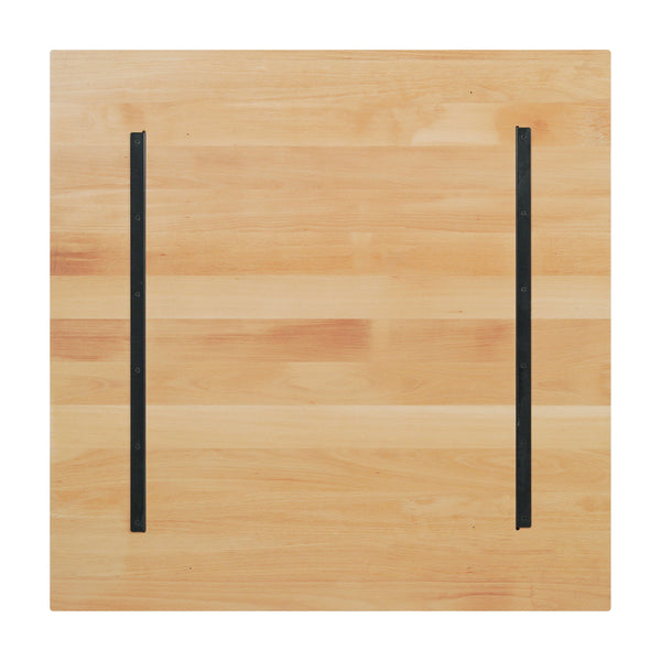 Natural |#| 36x36 Commercial Solid Wood Tabletop with Support Bars for Indoor Use-Natural