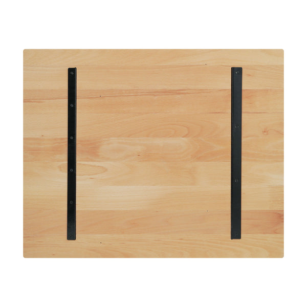 Natural,24"W x 30"L |#| 24x30 Commercial Solid Wood Tabletop with Support Bars for Indoor Use-Natural