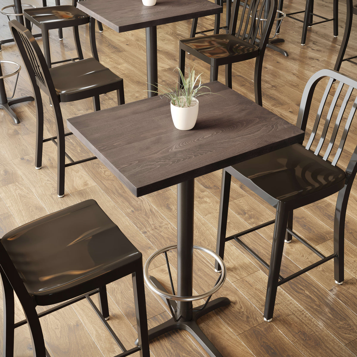 Dark Brown,24"W x 30"L |#| 24x30 Commercial Solid Wood Tabletop with Support Bars for Indoor Use-Dark Brown