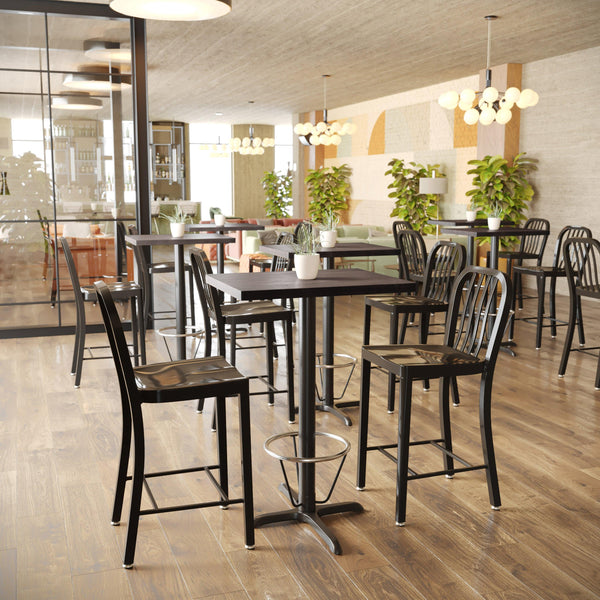 Dark Brown,24"W x 30"L |#| 24x30 Commercial Solid Wood Tabletop with Support Bars for Indoor Use-Dark Brown