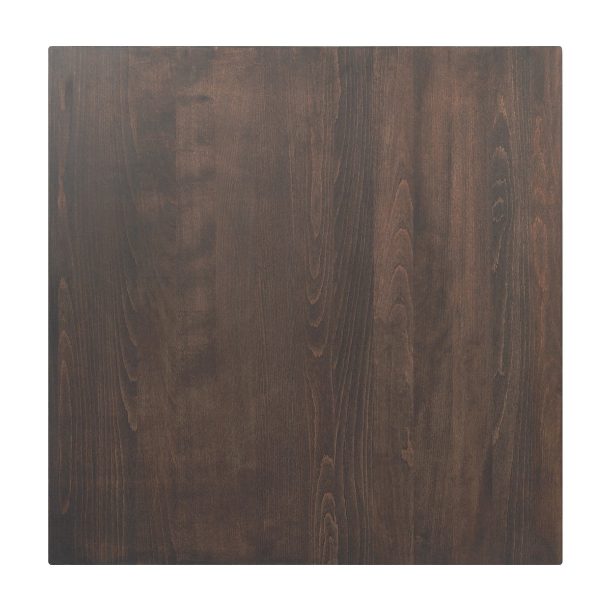 Dark Brown |#| 36x36 Commercial Solid Wood Tabletop with Support Bars for Indoor Use-Dark Brown