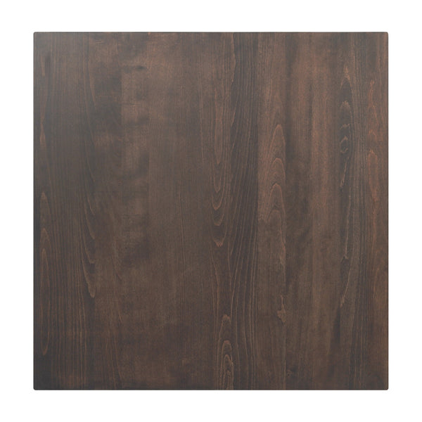 Dark Brown |#| 36x36 Commercial Solid Wood Tabletop with Support Bars for Indoor Use-Dark Brown
