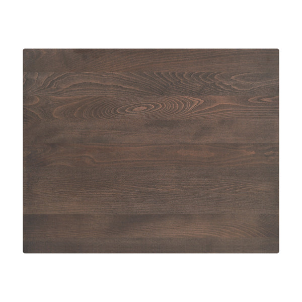 Dark Brown,24"W x 30"L |#| 24x30 Commercial Solid Wood Tabletop with Support Bars for Indoor Use-Dark Brown