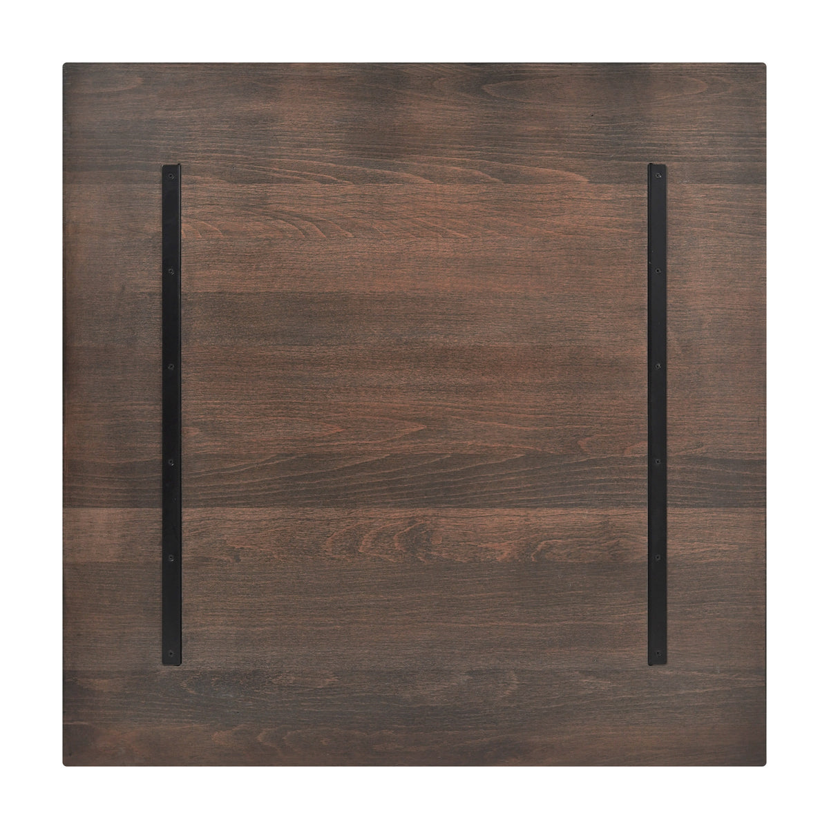 Dark Brown |#| 36x36 Commercial Solid Wood Tabletop with Support Bars for Indoor Use-Dark Brown