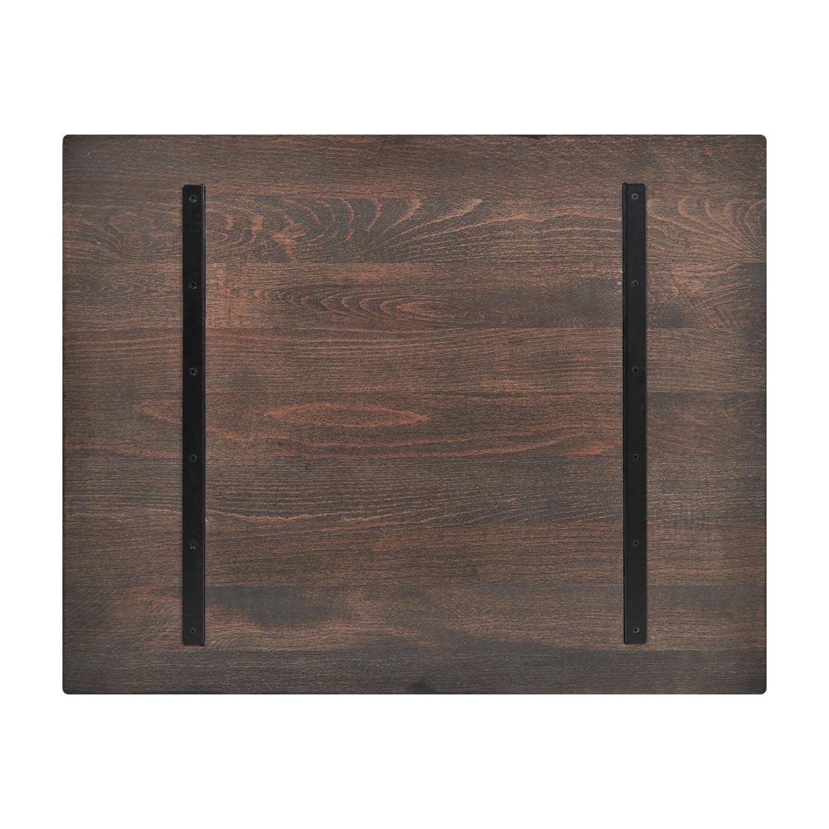 Dark Brown,24"W x 30"L |#| 24x30 Commercial Solid Wood Tabletop with Support Bars for Indoor Use-Dark Brown