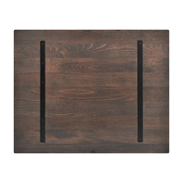 Dark Brown,24"W x 30"L |#| 24x30 Commercial Solid Wood Tabletop with Support Bars for Indoor Use-Dark Brown
